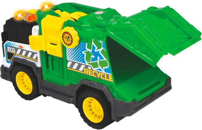 Dickie Toys - Recycle Truck (30 cm) - Large Rubbish Car from 3 Years with Functions & Accessories, Toy Waste Removal for Children with Light & Sound, Includes Batteries