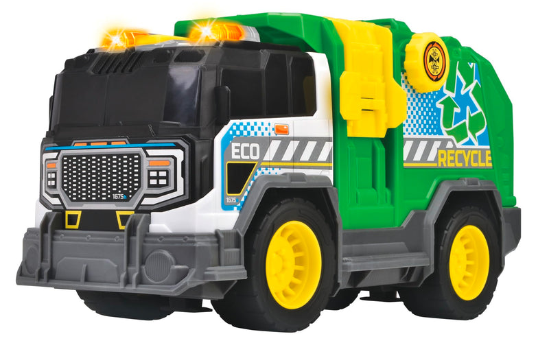 Dickie Toys - Recycle Truck (30 cm) - Large Rubbish Car from 3 Years with Functions & Accessories, Toy Waste Removal for Children with Light & Sound, Includes Batteries