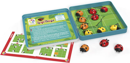 SmartGames - Logibugs, Magnetic Puzzle Game in Tin with 48 Challenges, Ages 6+, Red, Orange, Yellow