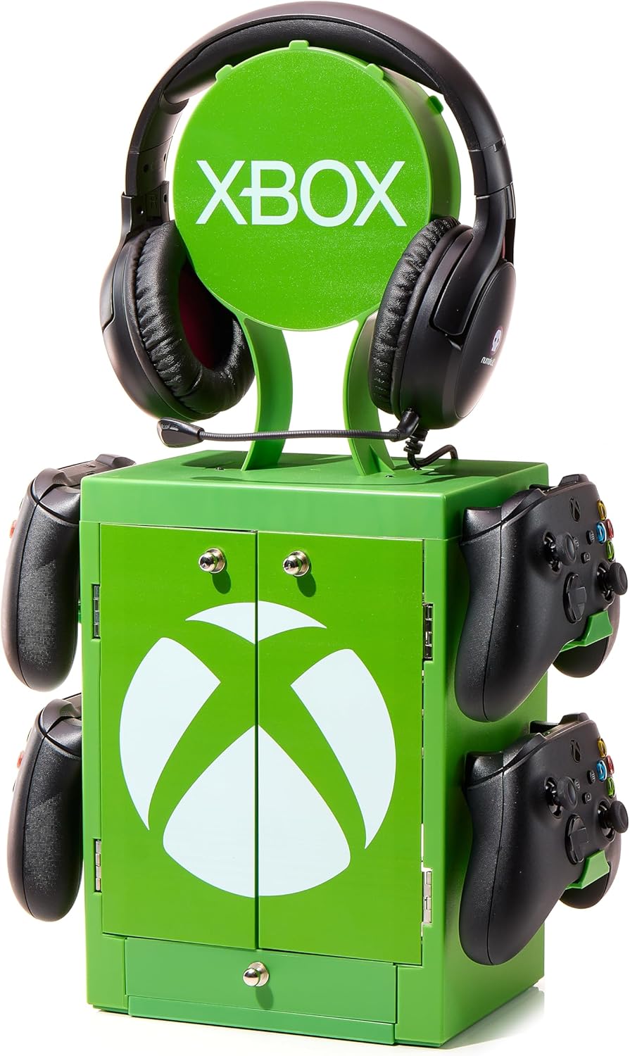 Numskull Casier de Rangement et Support pour Accessoires de Jeu Officiel Xbox Series X – Peut contenir 10 Jeux/DVD, 4 manettes, Un Casque et des Accessoires – Organiseur Compact et résistant