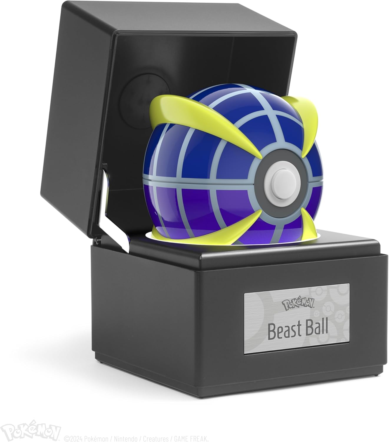 The Wand Company Original Poké Ball Authentic Replica - Realistic, Electronic, Die-Cast Poké Ball with Display Case Light Features – Officially Licensed by Pokémon (Beast Ball