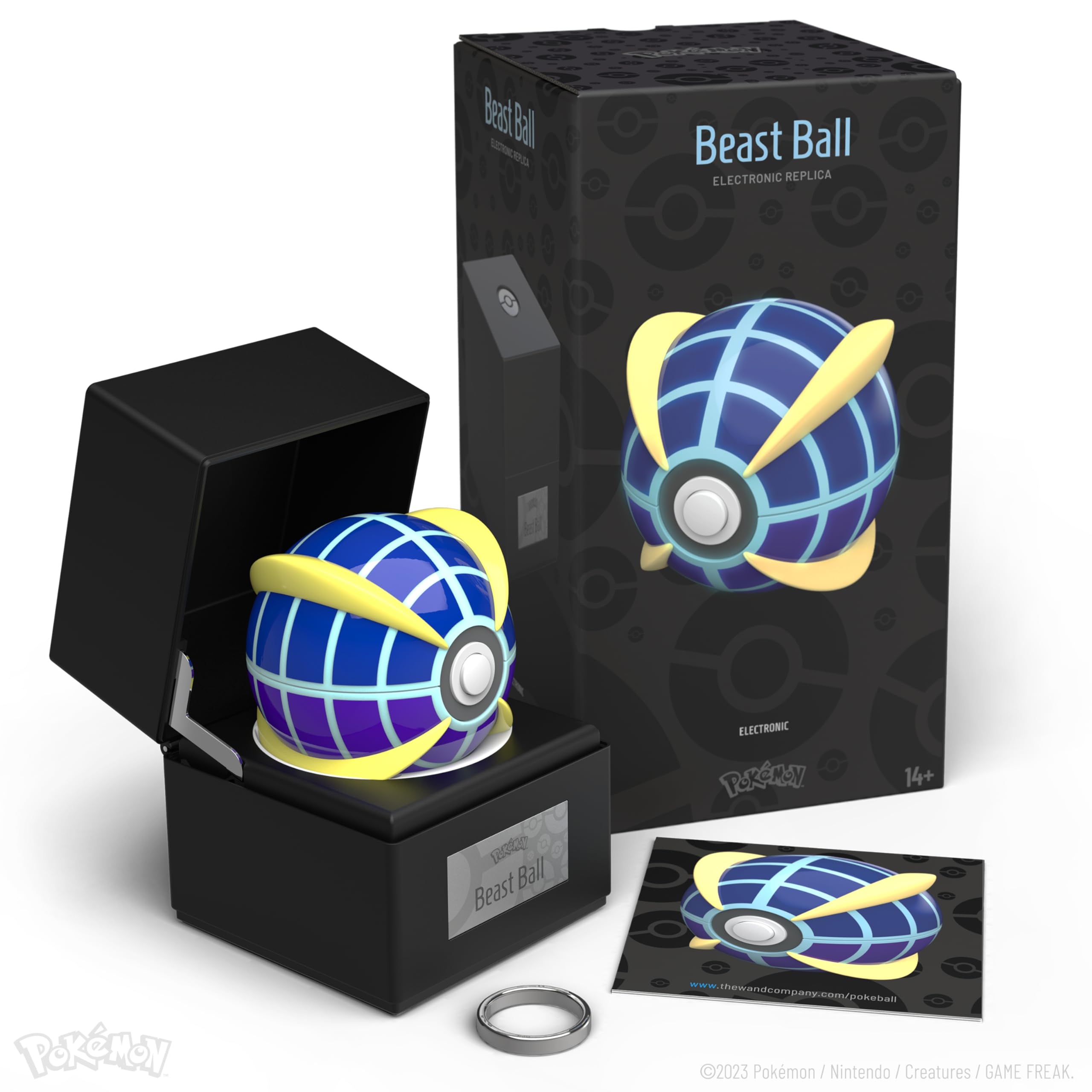 The Wand Company Original Poké Ball Authentic Replica - Realistic, Electronic, Die-Cast Poké Ball with Display Case Light Features – Officially Licensed by Pokémon (Beast Ball