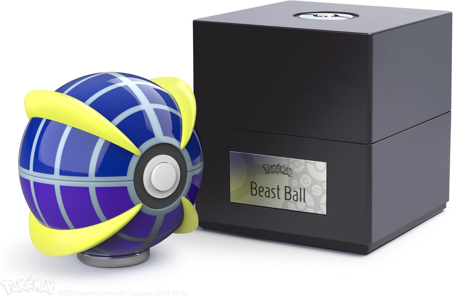 The Wand Company Original Poké Ball Authentic Replica - Realistic, Electronic, Die-Cast Poké Ball with Display Case Light Features – Officially Licensed by Pokémon (Beast Ball