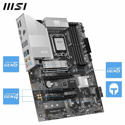 MSI PRO Z890-S WIFI Motherboard, ATX - Supports Intel Core Ultra Processors (Series 2), LGA 1851 - DDR5 Memory Boost (8600+ MT/s OC), PCIe 5.0 x16 & 4.0 x16, M.2 Gen5, Wi-Fi 7, 2.5G LAN