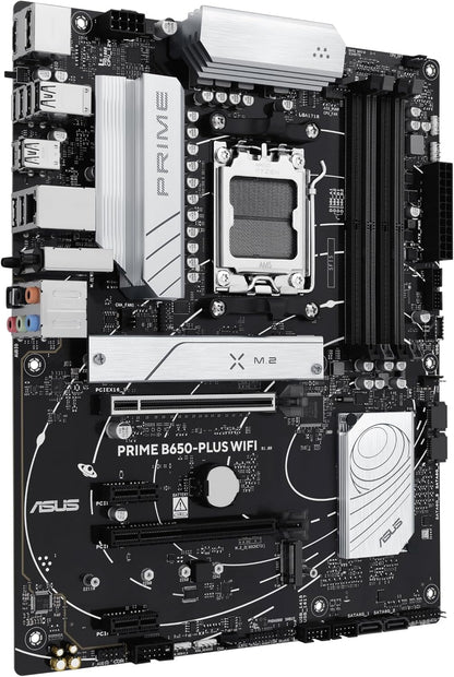 ASUS Prime B650 Plus WiFi, Scheda Madre AMD ATX, Ryzen 9000/8000/7000, DDR5, PCIe 5.0, Supporto M.2, Lan 2.5Gb, WiFi 6E, DP, HDMI, USB-C 10Gbps e USB-C 5Gbps, Thunderbolt, AURA Sync, Nera