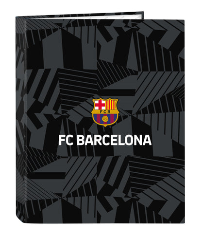 SAFTA F.C. Barcelona Black – Folder with Folios 4 Rings, Ideal for Children of Different Ages, Comfortable and Versatile, Quality and Resistance, 26.5 x 33 cm, Black