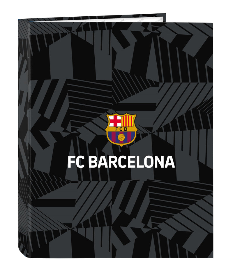 SAFTA F.C. Barcelona Black – Folder with Folios 4 Rings, Ideal for Children of Different Ages, Comfortable and Versatile, Quality and Resistance, 26.5 x 33 cm, Black