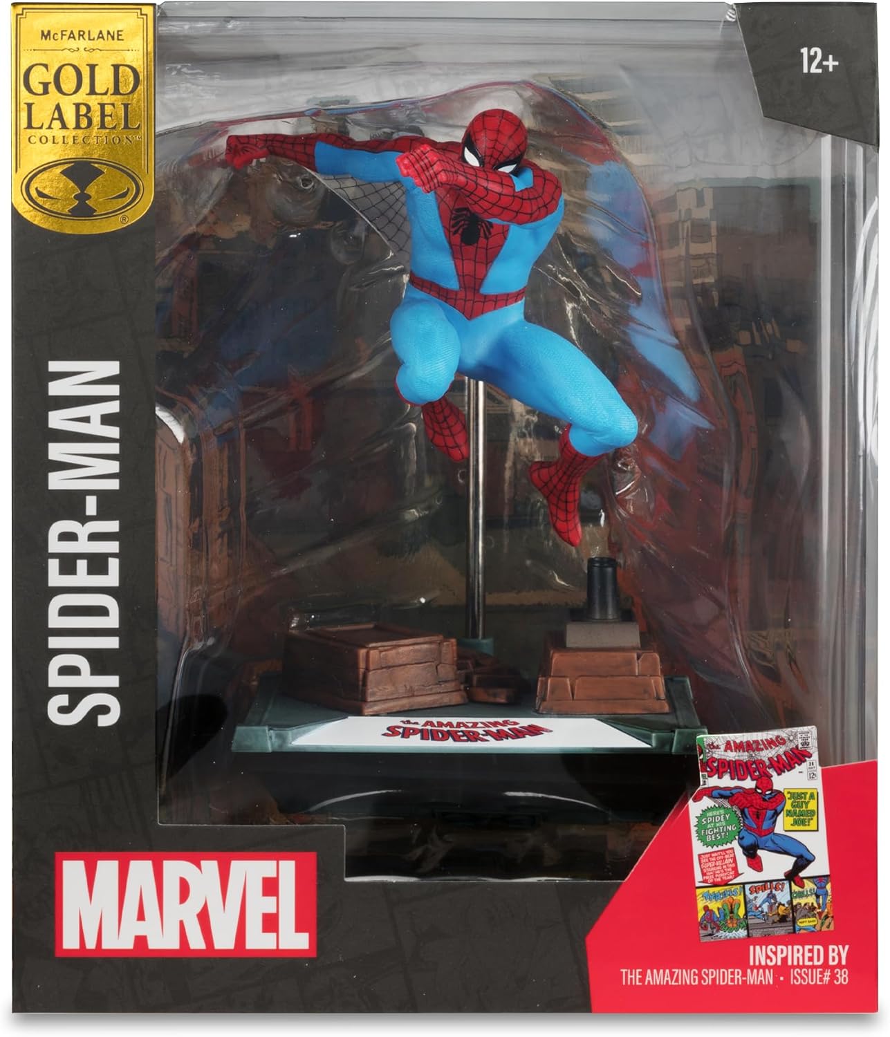 McFarlane Marvel Spider-Man 1:10th Scale Collectible with Scene (The Amazing Spider-Man #38) Gold Label Toys