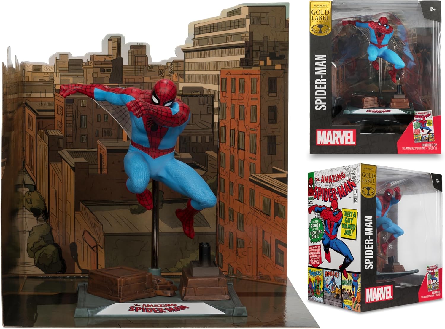 McFarlane Marvel Spider-Man 1:10th Scale Collectible with Scene (The Amazing Spider-Man #38) Gold Label Toys