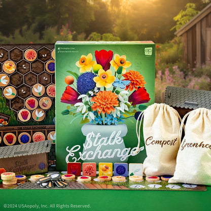 USAopoly Stalk Exchange Board Game Beautiful Flower and Gardening Themed Strategy Game Fast & Fun Gameplay Ages 10+ 2-5 Players English