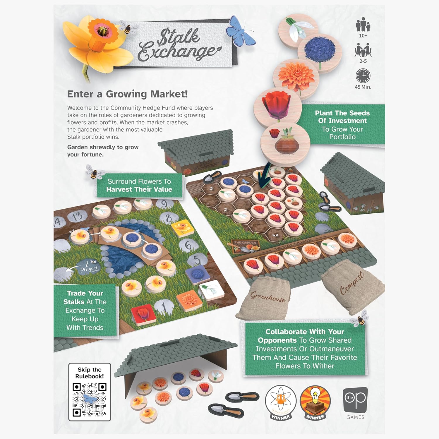 USAopoly Stalk Exchange Board Game Beautiful Flower and Gardening Themed Strategy Game Fast & Fun Gameplay Ages 10+ 2-5 Players English
