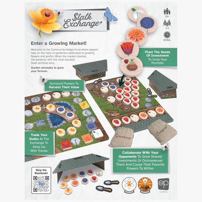 USAopoly Stalk Exchange Board Game Beautiful Flower and Gardening Themed Strategy Game Fast & Fun Gameplay Ages 10+ 2-5 Players English