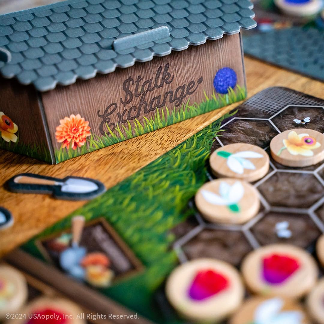 USAopoly Stalk Exchange Board Game Beautiful Flower and Gardening Themed Strategy Game Fast & Fun Gameplay Ages 10+ 2-5 Players English