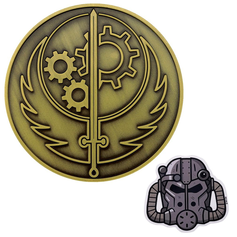 Fallout Brotherhood of Steel Medallion + Vinyl Sticker