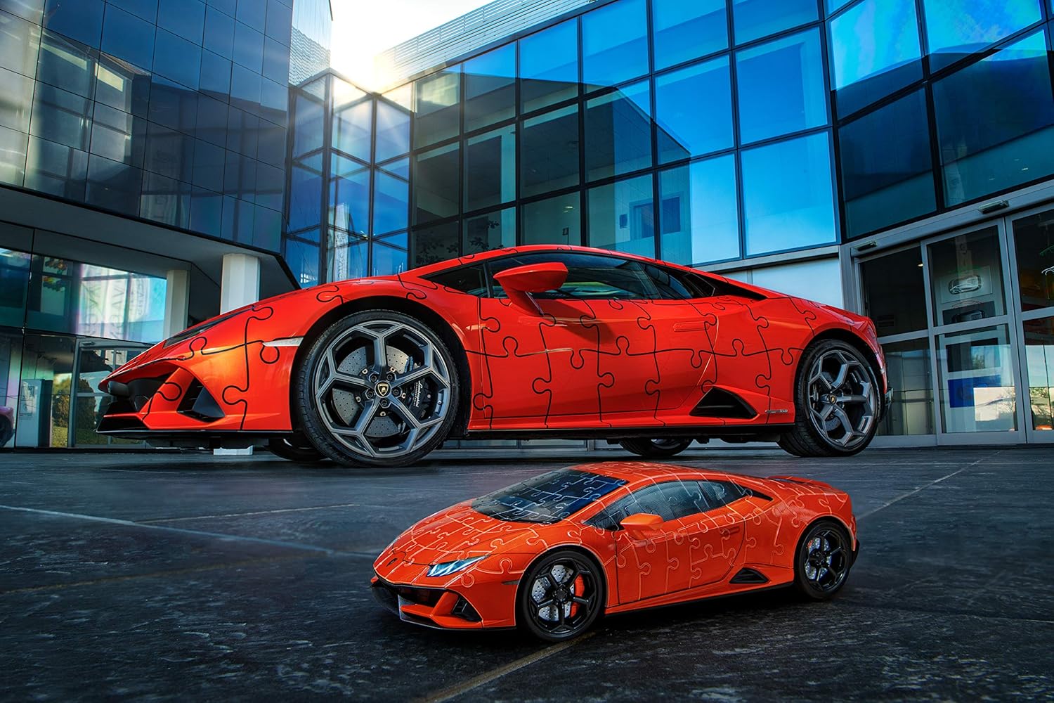 Ravensburger - Puzzle 3D Véhicules - Lamborghini Huracan Evo, édition Jaune avec Grille de Construction - A partir de 8 Ans - 108 pièces numérotées à Assembler sans Colle - Accessoires Inclus - 11562