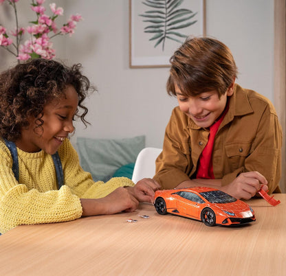 Ravensburger - Puzzle 3D Véhicules - Lamborghini Huracan Evo, édition Jaune avec Grille de Construction - A partir de 8 Ans - 108 pièces numérotées à Assembler sans Colle - Accessoires Inclus - 11562