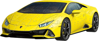 Ravensburger - Puzzle 3D Véhicules - Lamborghini Huracan Evo, édition Jaune avec Grille de Construction - A partir de 8 Ans - 108 pièces numérotées à Assembler sans Colle - Accessoires Inclus - 11562