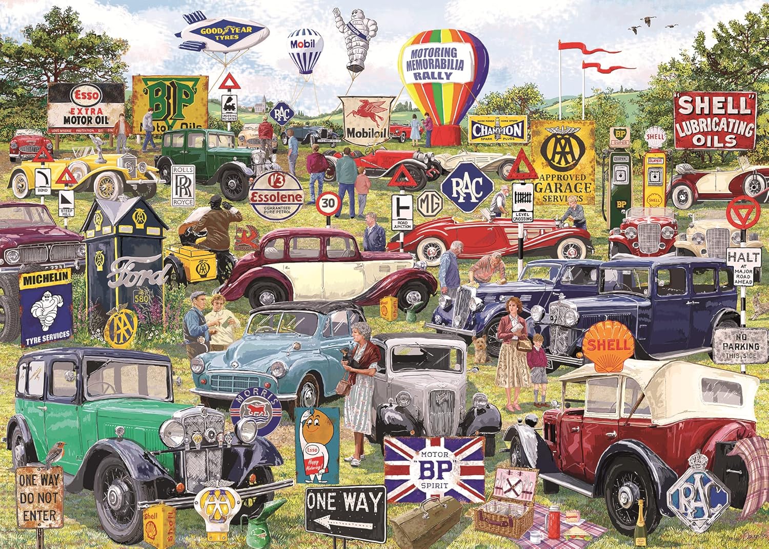 Motoring Memorabilia | 1000 Piece Jigsaw Puzzle | Vintage Car Puzzle | Sustainable Jigsaw Puzzle for Adults | Premium 100% Recycled Board | Great Gift for Adults | Gibsons Games