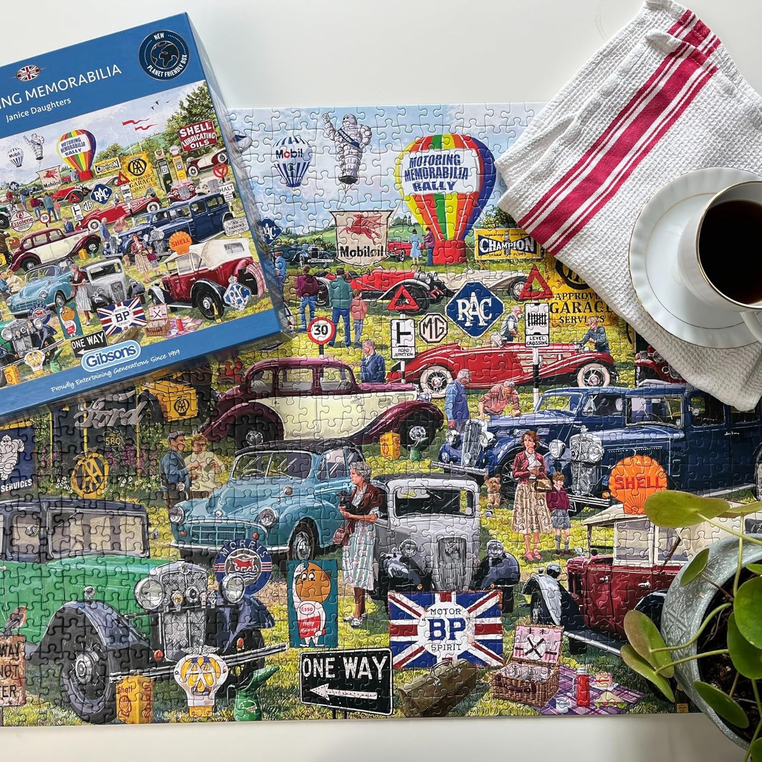 Motoring Memorabilia | 1000 Piece Jigsaw Puzzle | Vintage Car Puzzle | Sustainable Jigsaw Puzzle for Adults | Premium 100% Recycled Board | Great Gift for Adults | Gibsons Games
