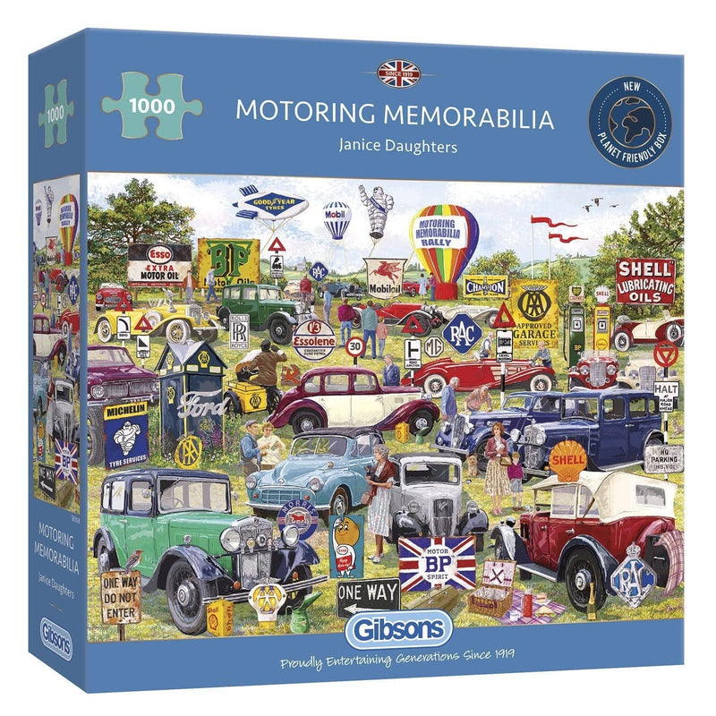 Motoring Memorabilia | 1000 Piece Jigsaw Puzzle | Vintage Car Puzzle | Sustainable Jigsaw Puzzle for Adults | Premium 100% Recycled Board | Great Gift for Adults | Gibsons Games