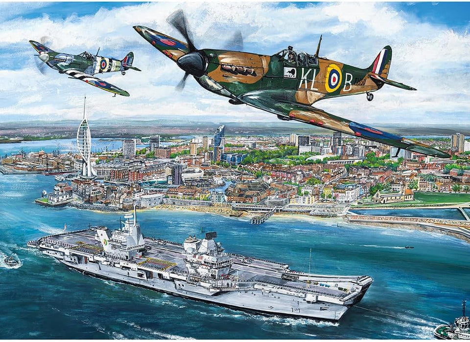 Gibsons Portsmouth Flypast 1000 Piece Jigsaw Puzzle | Military Jigsaw Puzzle | Sustainable Jigsaw Puzzle for Adults | Premium 100% Recycled Board | Great Gift for Adults Games