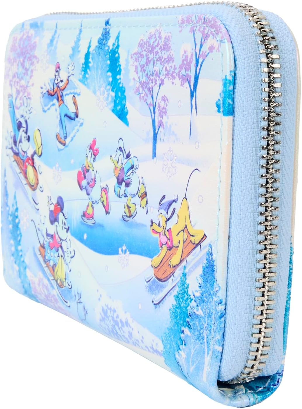 Loungefly Disney Mickey and Friends Winter Wonderland Scene Zip Around Wallet, Multicolor, Zip Around Wallet