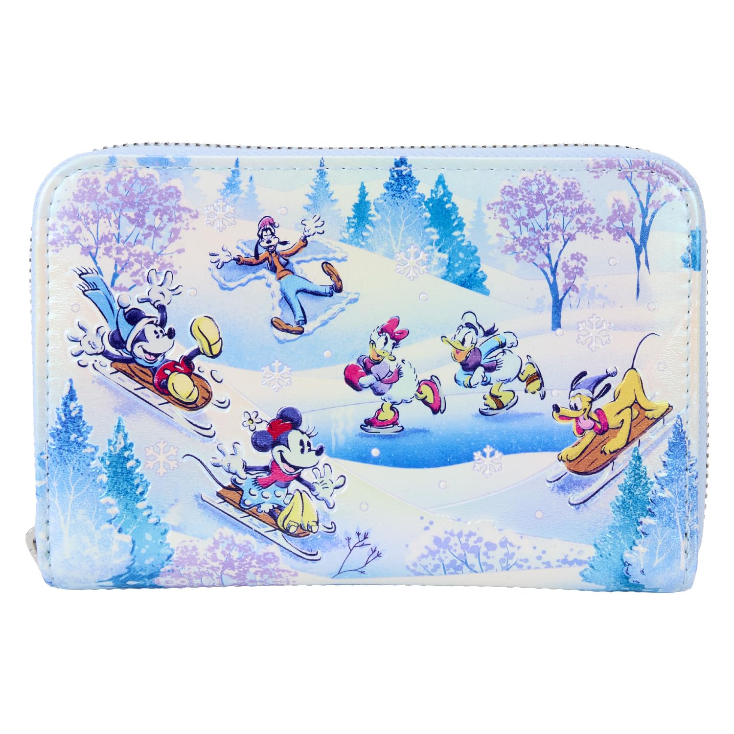 Loungefly Disney Mickey and Friends Winter Wonderland Scene Zip Around Wallet, Multicolor, Zip Around Wallet