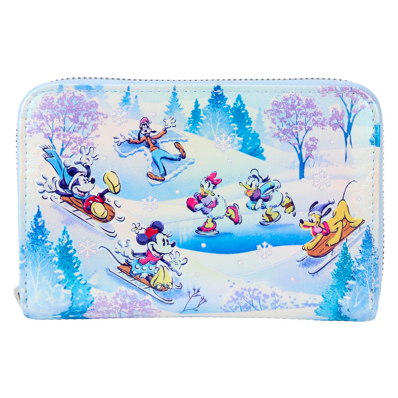 Loungefly Disney Mickey and Friends Winter Wonderland Scene Zip Around Wallet, Multicolor, Zip Around Wallet