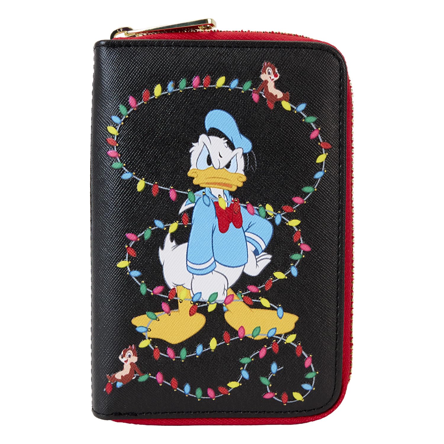 Loungefly Disney Mickey and Friends Christmas Light Decorations Zip Around Wallet, Multicolor, Zip Around Wallet