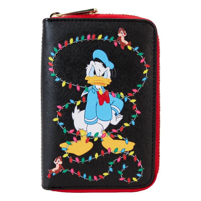 Loungefly Disney Mickey and Friends Christmas Light Decorations Zip Around Wallet, Multicolor, Zip Around Wallet