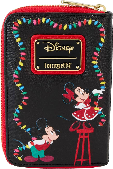 Loungefly Disney Mickey and Friends Christmas Light Decorations Zip Around Wallet, Multicolor, Zip Around Wallet
