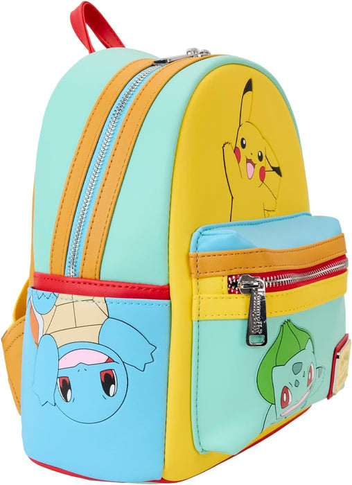 Loungefly Pokemon Color Block Starters Mini-Rucksack, Mehrfarbig/Meereswellen (Ocean Tides