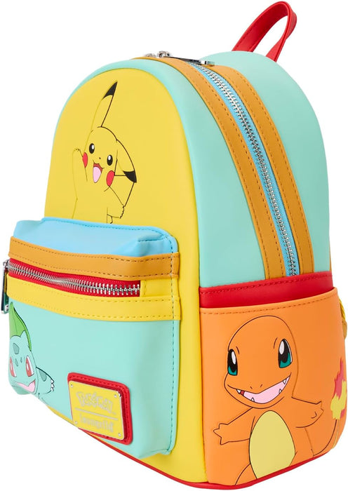Loungefly Pokemon Color Block Starters Mini-Rucksack, Mehrfarbig/Meereswellen (Ocean Tides