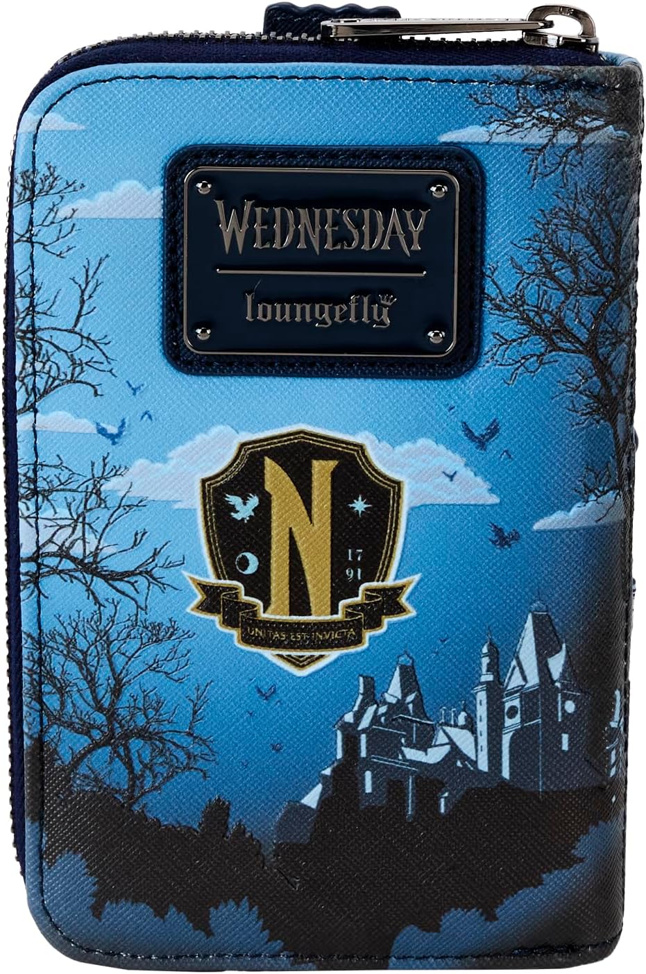 Loungefly Wednesday Nevermore Academy Castle ZIp Around Wallet, Multicolor, Zip Around Wallet