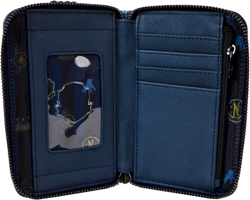 Loungefly Wednesday Nevermore Academy Castle ZIp Around Wallet, Multicolor, Zip Around Wallet