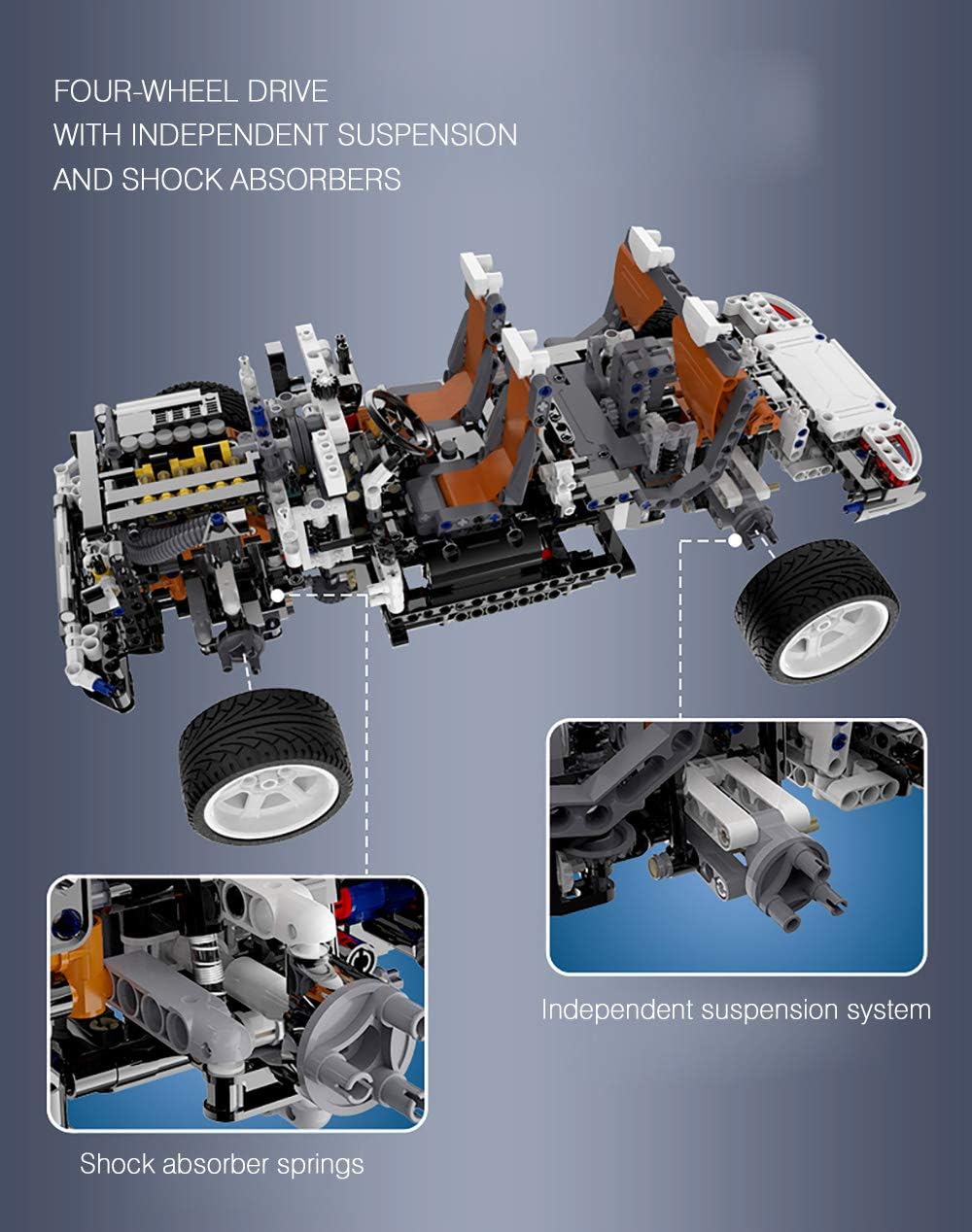 G5 4x4 Off-Roader SUV with Height-Adjustable Chassis, 6-Cylinder, 2208 Pieces, (Compatible with Lego Technic), C61007W