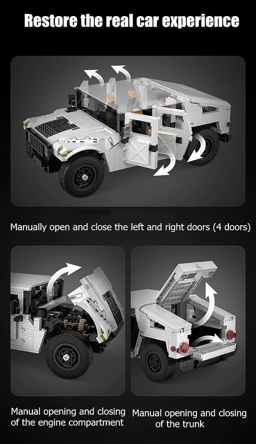 dOMOb Humvee SUV Car Building Kit – Authorized Car Model Set – 1:12 Simulated Build Vehicle – 1380 pcs Blocks – CADA Stem Bricks Toys for 8+ Age Kids & Adults – for Boys, Hobbyist, Collector