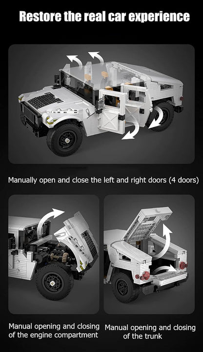 dOMOb Humvee SUV Car Building Kit – Authorized Car Model Set – 1:12 Simulated Build Vehicle – 1380 pcs Blocks – CADA Stem Bricks Toys for 8+ Age Kids & Adults – for Boys, Hobbyist, Collector