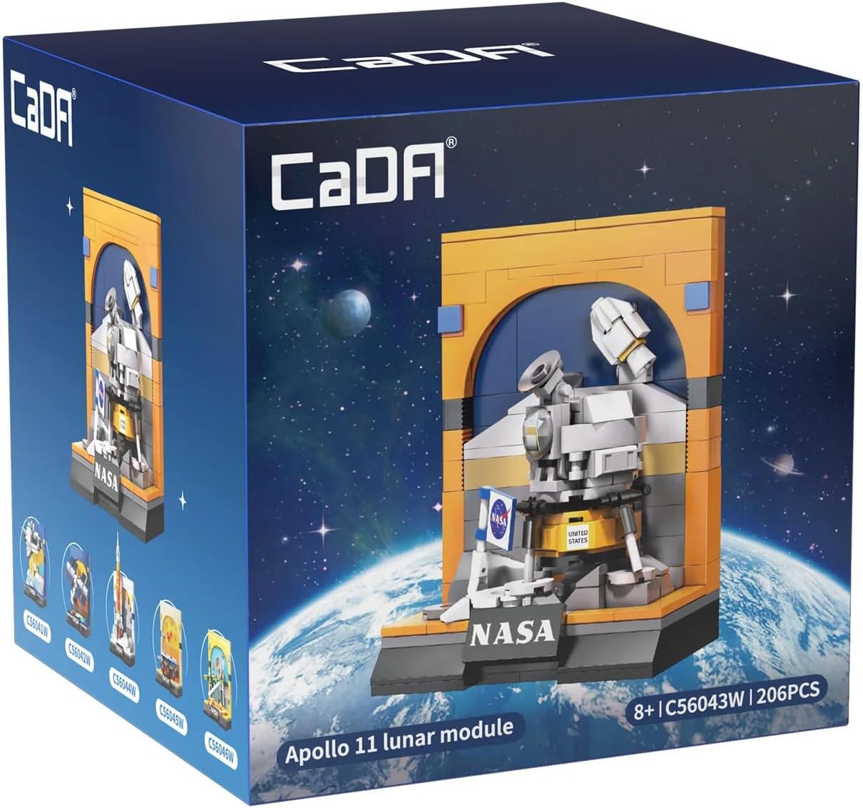 CaDA NASA Apollo 11 Lunar Module - 206 Piece Brick Model Kit C56043W | A fun space exploration display scene