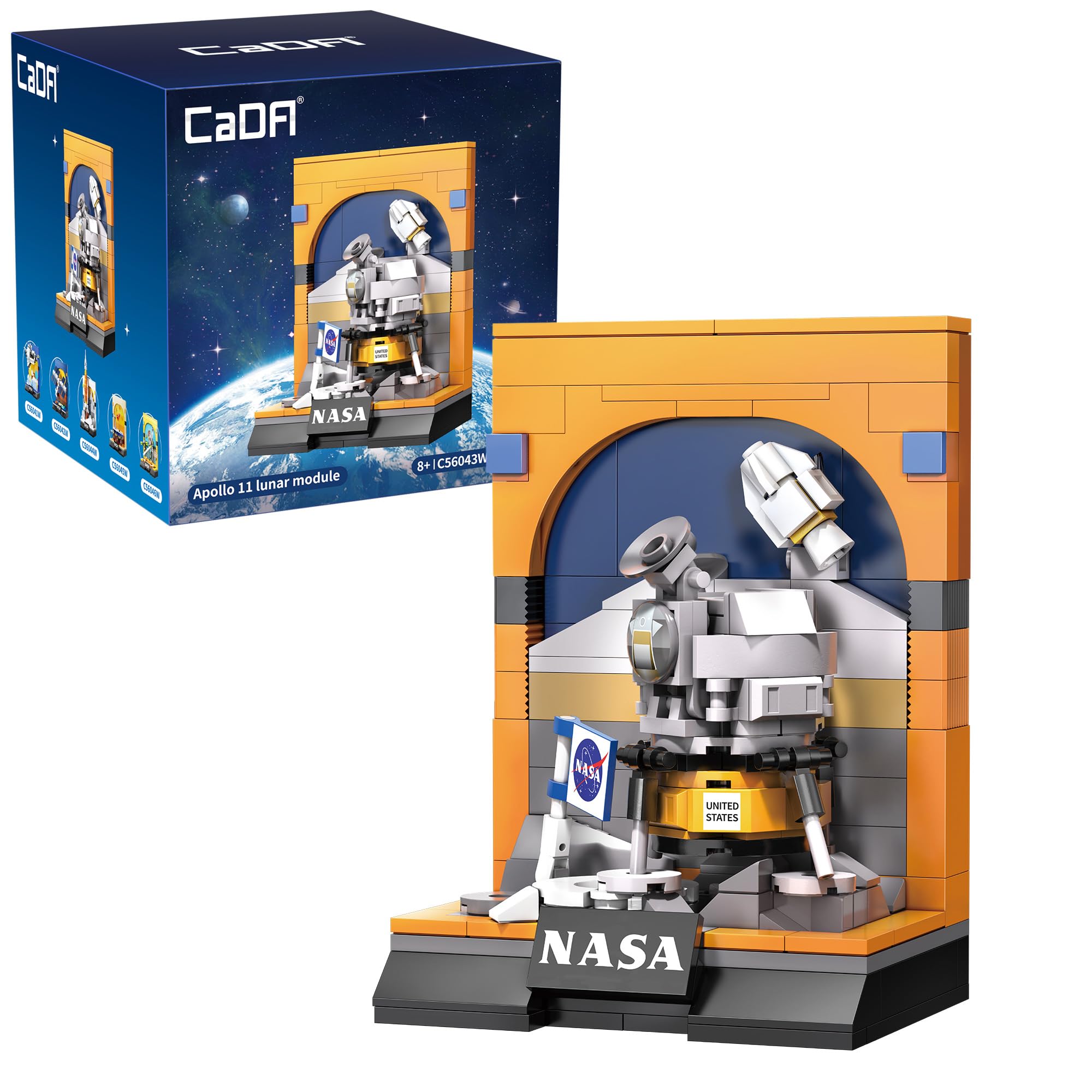 CaDA NASA Apollo 11 Lunar Module - 206 Piece Brick Model Kit C56043W | A fun space exploration display scene