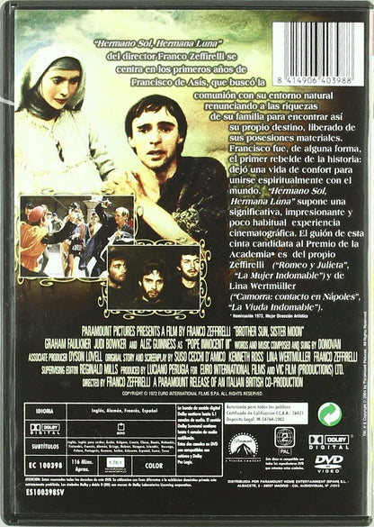 Fratello sole, sorella luna -Hermano Sol y hermana Luna (Brother Sun, Sister Moon) Franco Zeffirelli.(Audio in inglese, sottotitoli in tedesco, francese e spagnolo, in inglese, arabo, bulgaro, croato, olandese, ebraico, portoghese, tedesco ...)