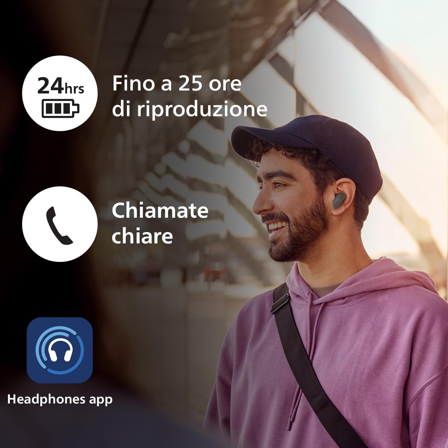 PHILIPS TAT3509GY Noise Cancelling True Wireless In Ear Bluetooth Headphones - Natural sound, Dynamic bass, Pocket-sized charging case, Clear calls, Ideal for Commuting and Exercise - Grey