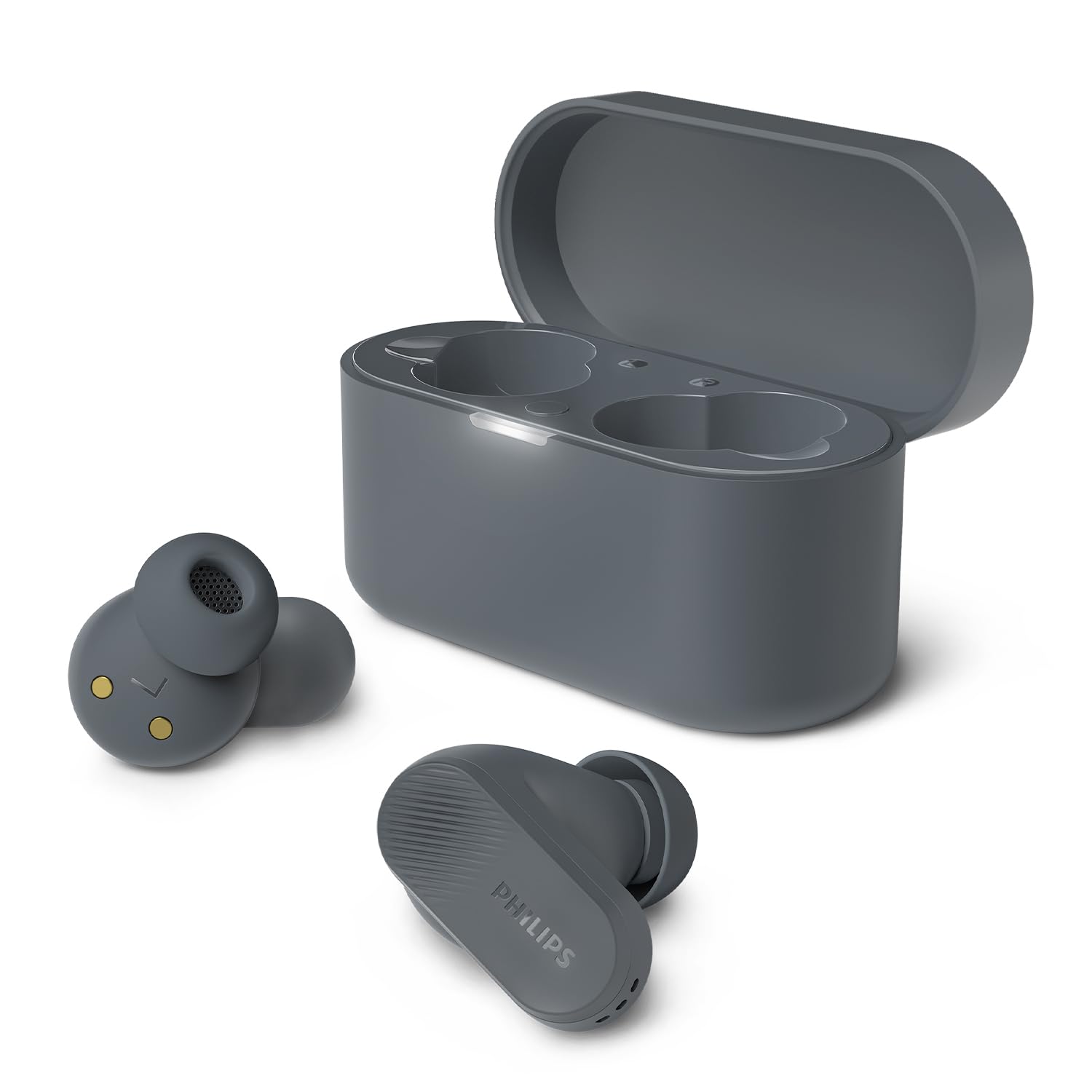 PHILIPS TAT3509GY Noise Cancelling True Wireless In Ear Bluetooth Headphones - Natural sound, Dynamic bass, Pocket-sized charging case, Clear calls, Ideal for Commuting and Exercise - Grey