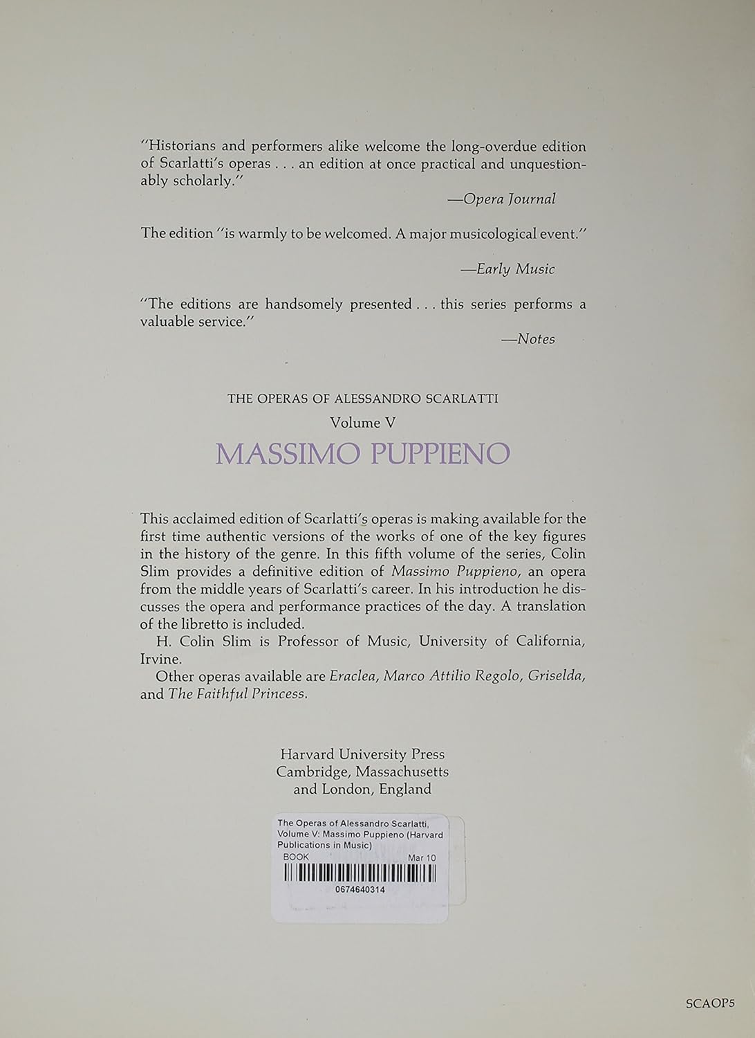The Operas of Alessandro Scarlatti