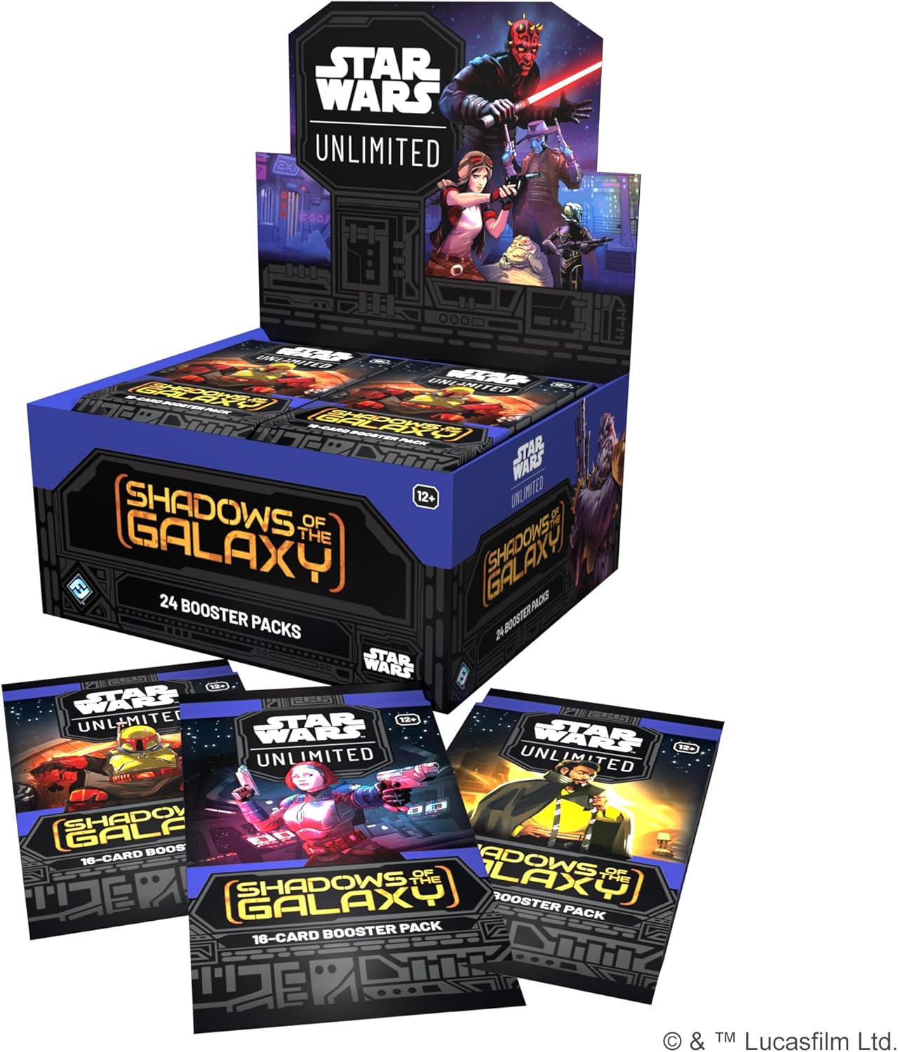 Fantasy Flight Games Star Wars: Unlimited TCG Shadows of the Galaxy Booster Display (Set of 24 Booster Packs) - Trading Card Game for Kids and Adults, Ages 12+, 2+ Players, 20 Min Playtime