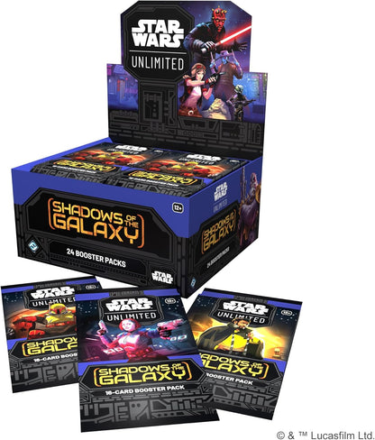 Fantasy Flight Games Star Wars: Unlimited TCG Shadows of the Galaxy Booster Display (Set of 24 Booster Packs) - Trading Card Game for Kids and Adults, Ages 12+, 2+ Players, 20 Min Playtime