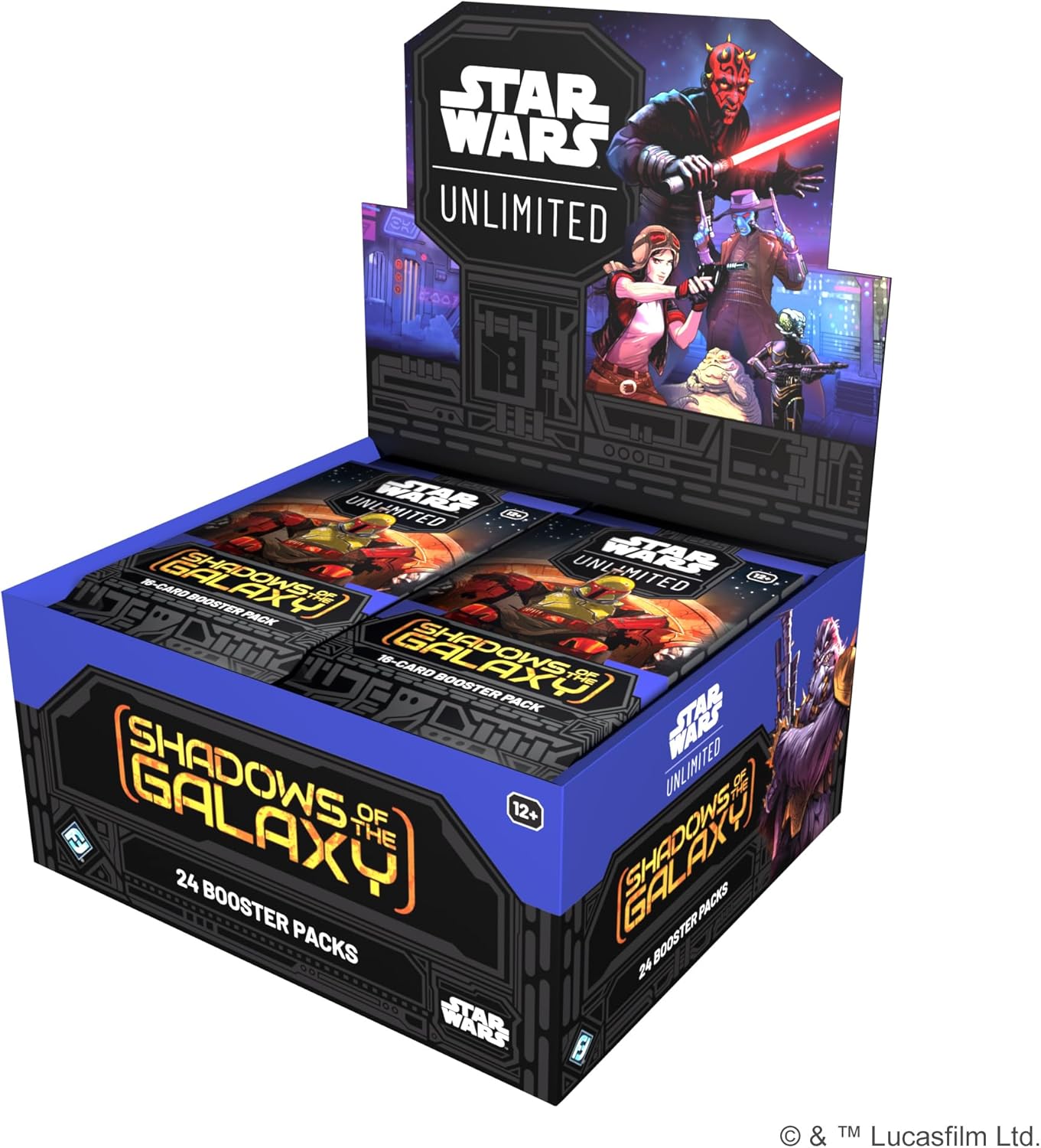 Fantasy Flight Games Star Wars: Unlimited TCG Shadows of the Galaxy Booster Display (Set of 24 Booster Packs) - Trading Card Game for Kids and Adults, Ages 12+, 2+ Players, 20 Min Playtime