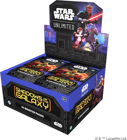 Fantasy Flight Games Star Wars: Unlimited TCG Shadows of the Galaxy Booster Display (Set of 24 Booster Packs) - Trading Card Game for Kids and Adults, Ages 12+, 2+ Players, 20 Min Playtime