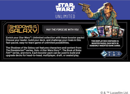 Fantasy Flight Games Star Wars: Unlimited TCG Shadows of the Galaxy Booster Display (Set of 24 Booster Packs) - Trading Card Game for Kids and Adults, Ages 12+, 2+ Players, 20 Min Playtime