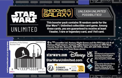 Fantasy Flight Games Star Wars: Unlimited TCG Shadows of the Galaxy Booster Display (Set of 24 Booster Packs) - Trading Card Game for Kids and Adults, Ages 12+, 2+ Players, 20 Min Playtime